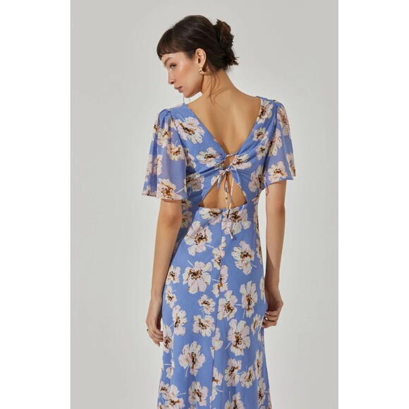 Astr the Label Women's Tie-Back Flutter-Sleeve Long Midi Dress Size M - Picture 4 of 9